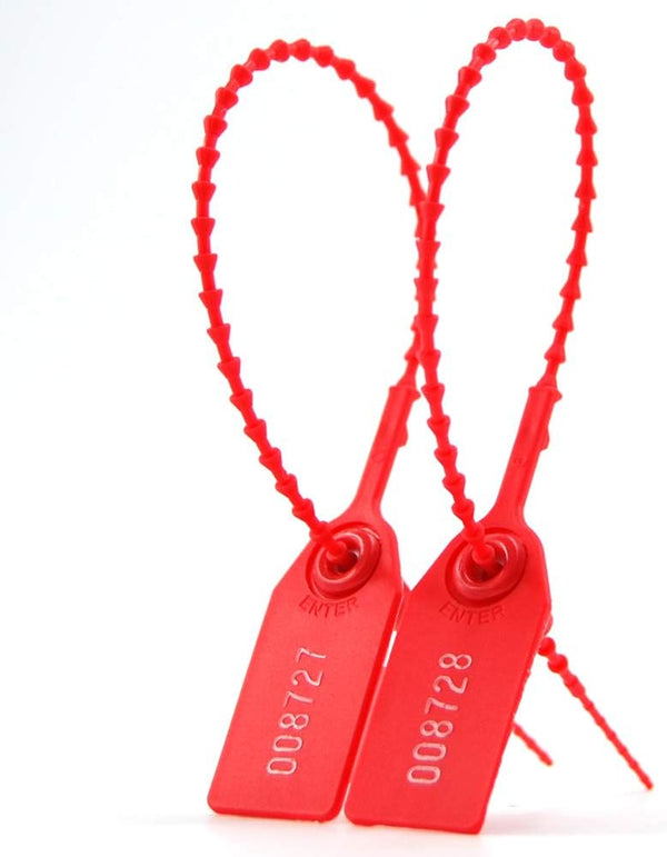 100 Plastic Tamper Seals - Numbered Zip Ties for Fire Extinguisher Pull Tite Security Tags, 250mm