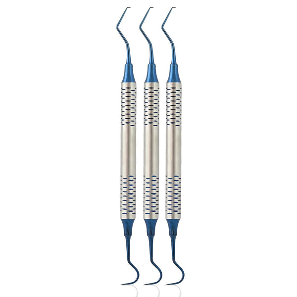Set of 3 Blue Titanium Dental Explorer 23/17A Endodontic Probe Dental Diagnostic