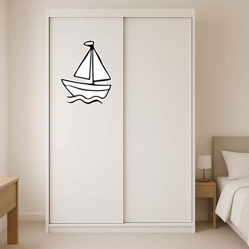Azeeda (720mm) (DW00172160) 'Sail Boat Toy' White Premium Vinyl Decal Sticker Waterproof, Durable & Easy to Apply