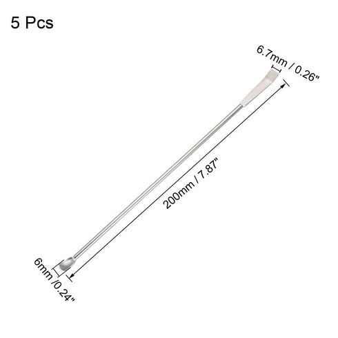 uxcell Lab Micro Sampling Reagent Spoon 304 Stainless Steel 2 in 1 Laboratory Mixing Spatula 200mm 5Pcs