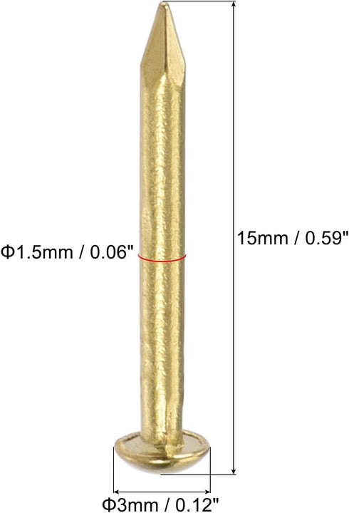 uxcell Small Tiny Hardware Brass Nails, 1.5mmx15mm(DxL) for DIY Wooden Boxes Accessories, 60pcs