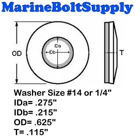 Type 18-8 Stainless Steel Neoprene Bonded Sealing Washers Size 1/4" (Pack of 100pcs) Marine Bolt Supply
