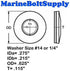 Type 18-8 Stainless Steel Neoprene Bonded Sealing Washers Size 1/4" (Pack of 100pcs) Marine Bolt Supply