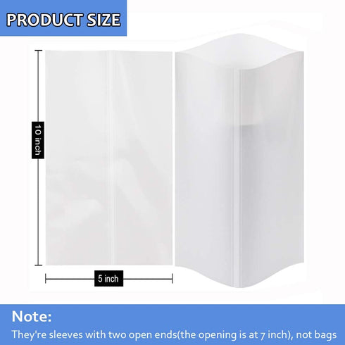 Sublimation Shrink Wrap Sleeves, 5x10 Inch White Heat Transfer Film Bags for Mugs, Cups, Tumblers, 50 Pcs