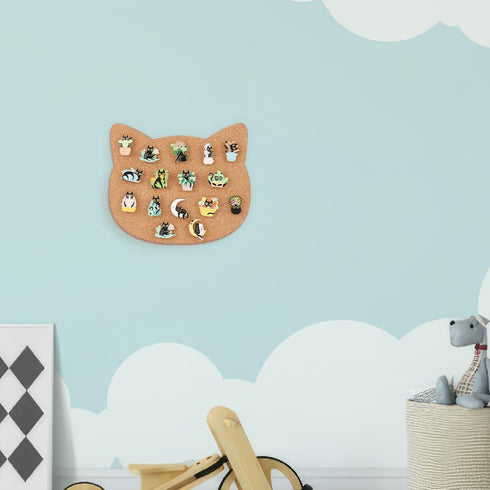 BENECREAT Cat Cork Board, 0.4inch Thick Wall Mounted Bulletin Display Board for Brooch Pin Storage, 7.8x6.7inch