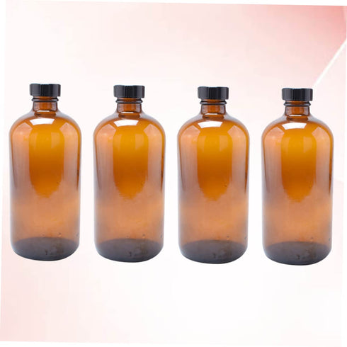 Set 4 of Refillable Boston Round Glass Bottles for Essential Oils