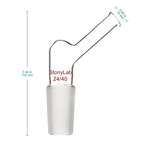 stonylab Angled Glass Adapter, Borosilicate Glass Pour Out Adapter with 24/40 Standard Inner Joint Liquid Pouring Adapter for Laboratory Lab Supply