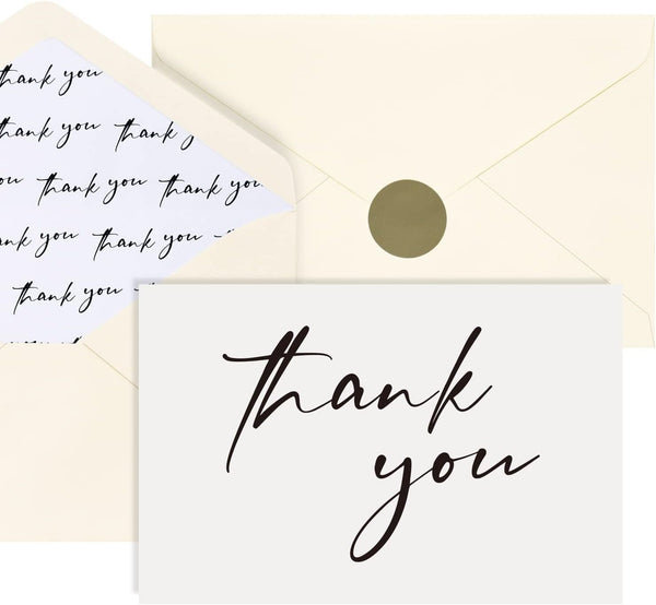 Thank You Cards with Envelopes Ivory - 50 PK - Wedding Thank