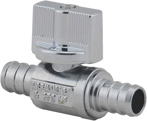 PEX Straight Stop Valve, 1/2-in x 1/2-in PEX 1/4 Quarter Turn LF Brass Chrome Plated Shut Off Valve (2-Pack)