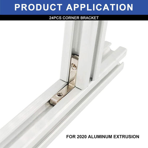 24pcs 2020 Aluminum Extrusion Connector Corner Bracket, Joining Hardware with Screws for 8020 Aluminum Profile