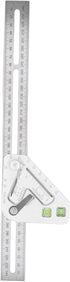 Combination Square with Bubble Level, Silver Flexible Woodworking Triangle Ruler Carpentry Tools