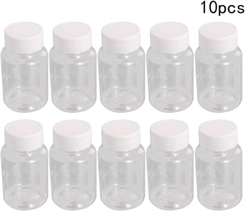 10 Pcs 2.71oz Plastic Bottles, Lab Chemical Reagent Bottles, 80ml Wide Mouth Storage Containers with White Cap