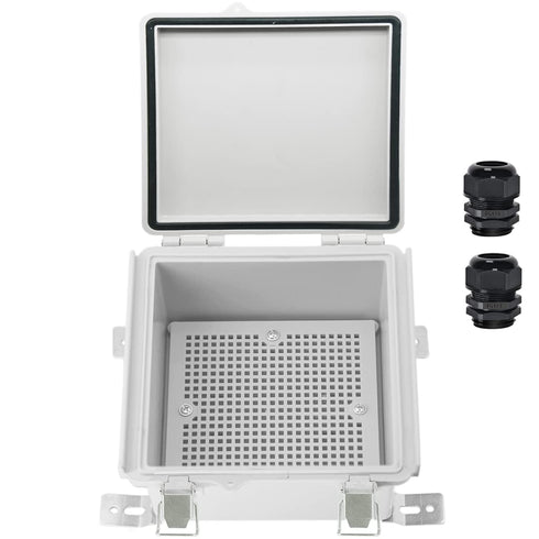 Zulkit IP67 Waterproof Junction Box, Hinged Cover, Stainless Steel Latch, Plastic Enclosure for Project, Grey