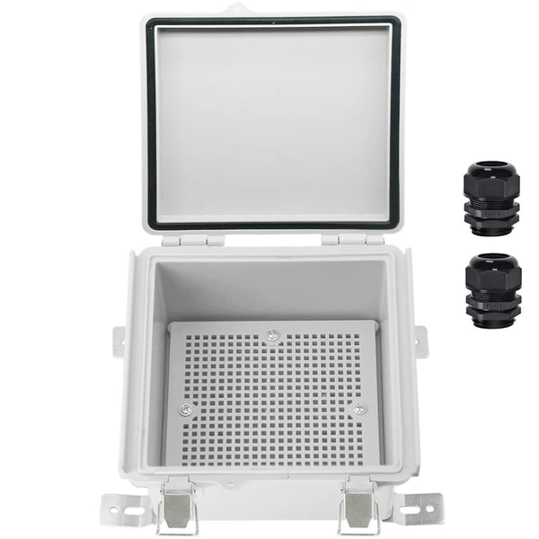 Zulkit IP67 Waterproof Junction Box, Hinged Cover, Stainless Steel Latch, Plastic Enclosure for Project, Grey
