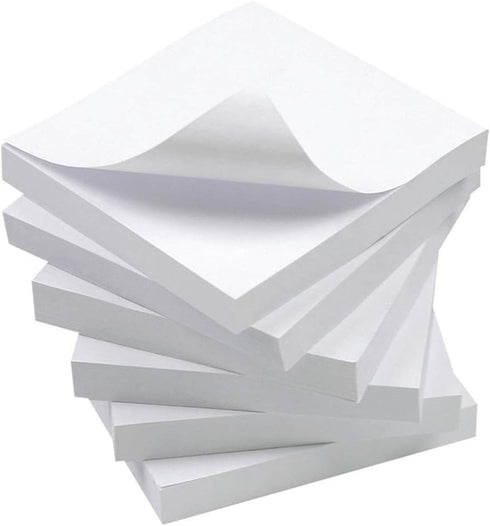 White Sticky Notes, 6 Pads, 3 x 3 Inch, 100 Sheets/Pad, Self-Stick Notes for Office, School