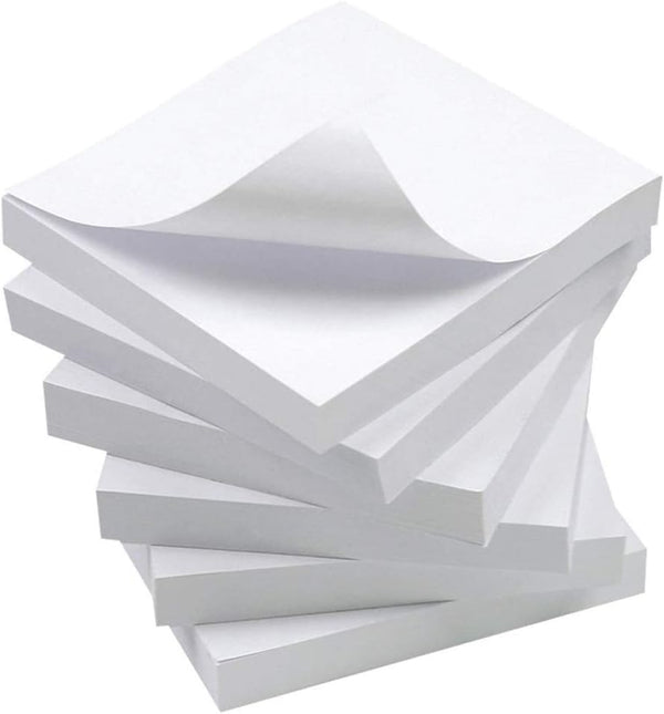 White Sticky Notes, 6 Pads, 3 x 3 Inch, 100 Sheets/Pad, Self-Stick Notes for Office, School