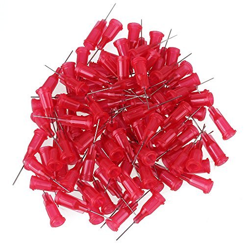 100pcs 25Ga 1/2" Red Blunt Dispensing Needles, Syringe Needle Tips