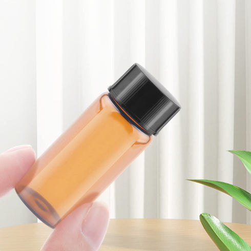 30 Pack 10ml (1/3 Oz) Amber Glass Sample Vials, Empty Glass Bottles for Liquid Sampling, Lab Test Vials
