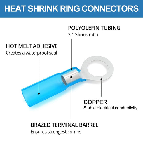 220PCS Heat Shrink Wire Connectors Kit, Waterproof Insulated Electrical Terminals for Automotive