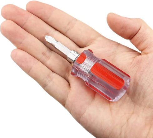 5 Pcs Stubby Magnetic Screwdriver Set, Phillips Head & Flat Head, 2-in-1 Interchangeable Bit Tool for Repair