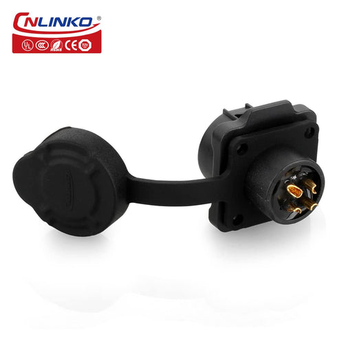 CNLINKO LP12 2/3/4/5/6/7/8pin Male Female Electrical Push Pull Plug with Socket IP67waterproof Plastic Solar Panel Mount Quick-Connect Connectors (4pin)