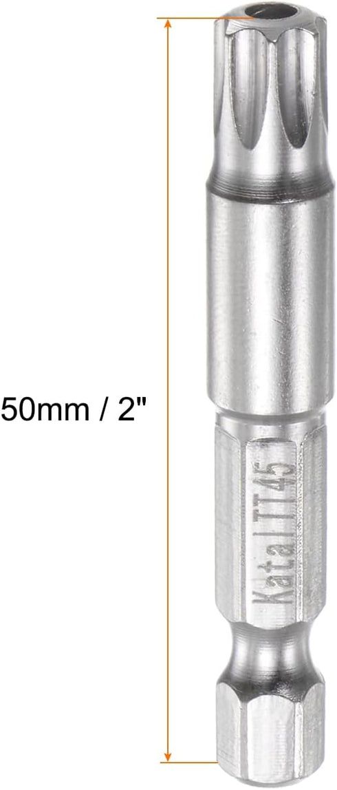 2pcs TT45 Star 7 Point Screwdriver Bit 1/4" Hex Shank 2" Length Magnetic Security Torx Screw Driver Power Tool by HARFINGTON