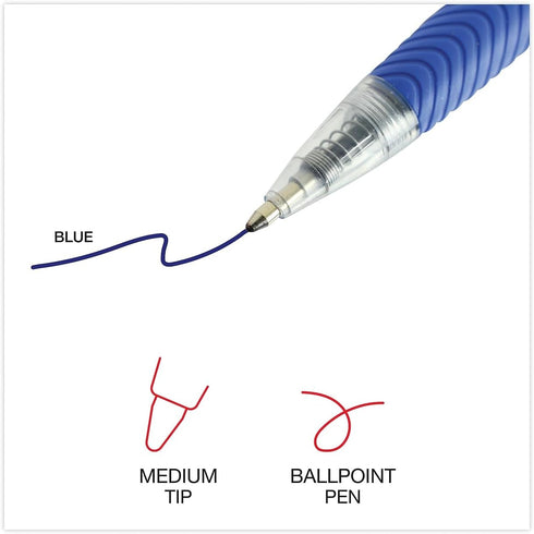 Universal Comfort Grip Ballpoint Pen, Retractable, Medium 1 Mm, Blue Ink, Dozen