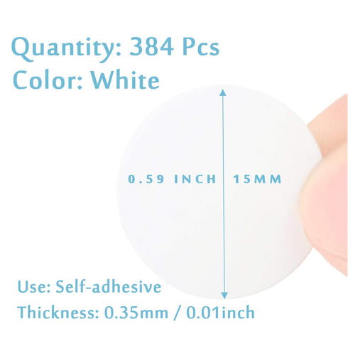 Self-Adhesive Screw Hole Stickers, 384pcs 0.59inch/15mm Dust Proof Caps for Wood Screws in White