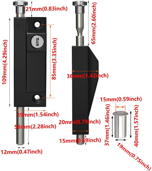 PINGPINGXIE Patio Door Lock for Enhanced Home SecurityPatio Doors Black Auxiliary Security Lock, Sliding Patio Door Two