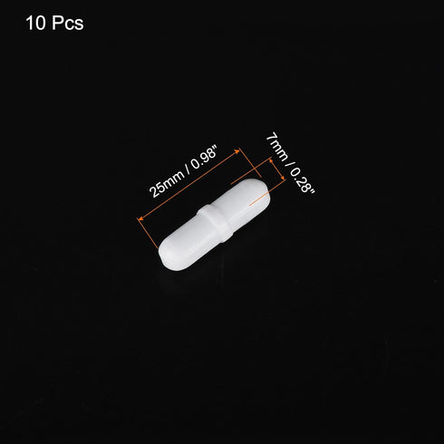 MECCANIXITY Magnetic Stirrer Mixer Stir Bar Rod 25mm(1") x7mm with Ring Shape PTFE Coating Magnet White for Laboratory 10Pcs