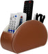 Remote Control Holder Organizer, Leather Storage with 5 Spacious Compartments for TV Remotes - Brown