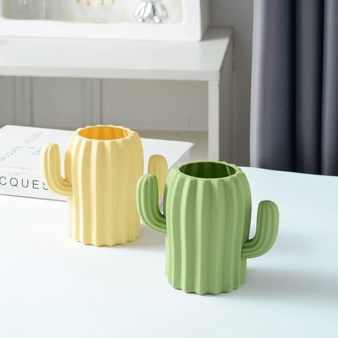 Silicone Pen Holder, Cactus Pencil Holder for Desk, Cute Pens Cup for Kids Office Decor, Desk Accessories (Green)