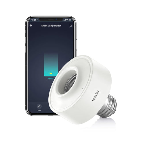 LoraTap Smart Wi-Fi LED Light Bulb Socket Adapter E26 Lamp Holder Timer,