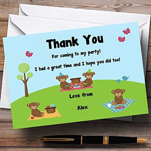 The Card Zoo Picnic Teddy Bears Personalized Birthday Party Thank You Cards