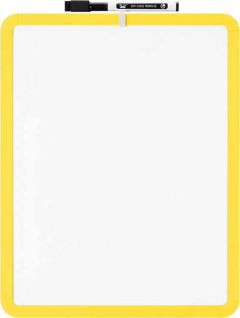 Mr. Pen Dry Erase Board, 14” x 11” with Black Marker, Yellow Frame Small White Board for Kids and Students