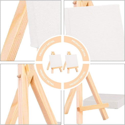 Beavorty 2pcs Home Decoration Tabletop Easel for Kids, Mini Canvases Painting Supplies