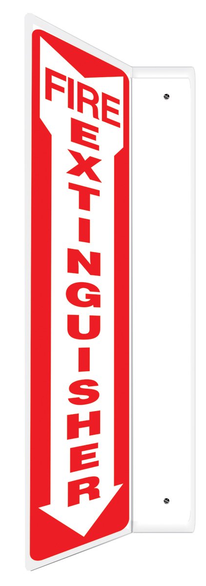 AccuformNMC Fire Extinguisher Projection Sign, 18"x4", High-Impact Plastic, White, American Made