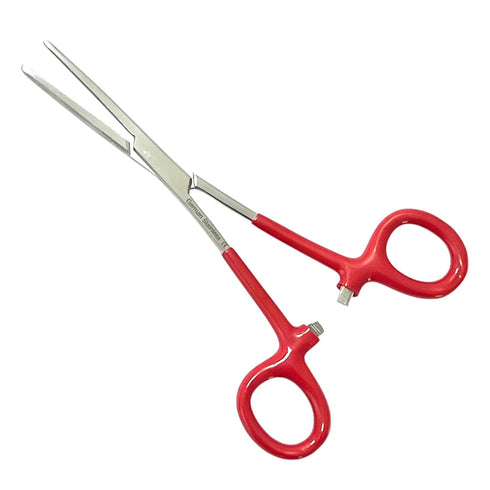 artlab 6.25") German Vinyl Grip Locking Straight & Curved Hemostat -Hemostat Forceps- Stainless Steel Locking Tweezer