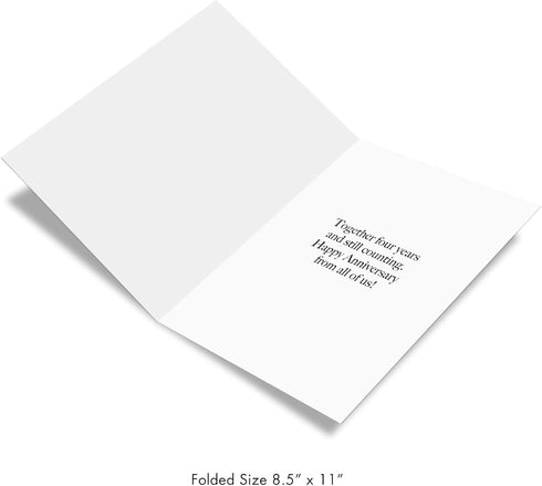 NobleWorks 4th Wedding Milestone Anniversary Notecard, Jumbo 8.5 x 11 with Envelope for Men and Women