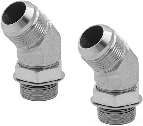 (2-PACK) 6802-06-06-NWO Hydraulic Hose Adapter Fitting 3/8" Male JIC 37° Flare with 45° Elbow Connector