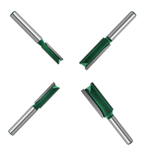 Plus Double Flute Straight Router Bit Set with 1/4 Inch Shank and Updated C3 Carbide