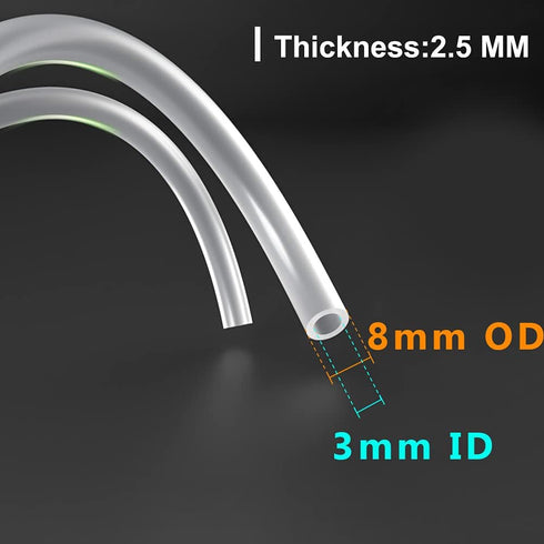 Feelers 3mm ID x 8mm OD High-Strength Silicone Tubing - Food Grade High Temp Pure Silicon Tube, 10ft
