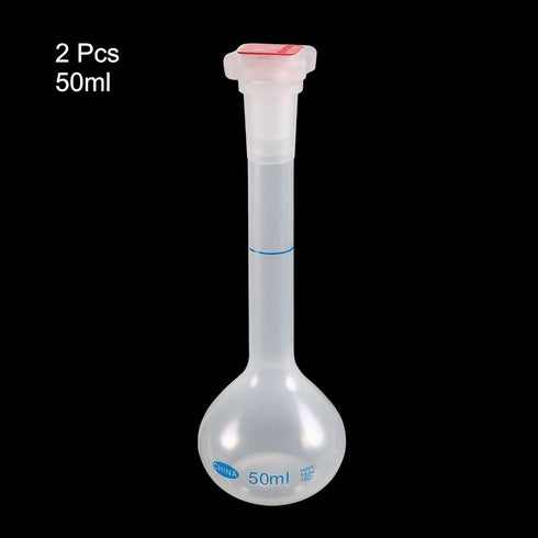 uxcell 2PCS 50ml Long Neck Clear Plastic Volumetric Measuring Flask Heatproof for Laboratory