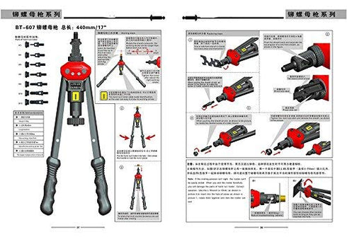RZX 16" RIVET NUT TOOL Hand Blind Riveter, RIVNUT Riveting Tools with Nut Setting System M3 M4 M5 M6 M8 M10 M12, 10-24,