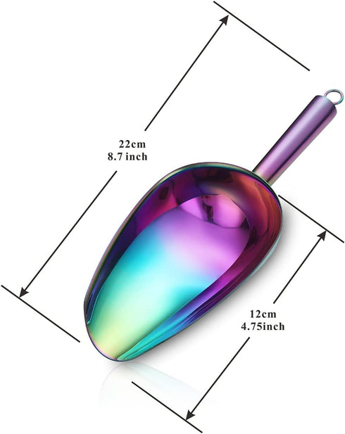 Berglander Stainless Steel Rainbow Ice Scoop, 6 OZ Titanium Colorful Plating Metal Ice Scooper for Kitchen Bar
