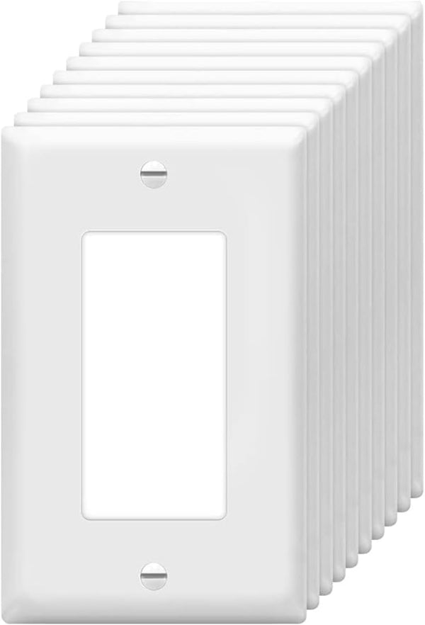 Decorator Wall Plates 1-Gang Switch Outlet: Unbreakable Thermoplastic Electrical Cover Plate for Light Receptacle