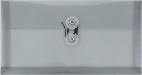 JAM PAPER Plastic Envelopes with Button & String Tie Closure, #10 Business Booklet, Smoke Gray, 12 Pack