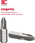 ROTATION 30-Piece Phillips #2 Bit Set PH2, Impact Grade, Chrome Vanadium Steel, 1/4-inch Hex Shank