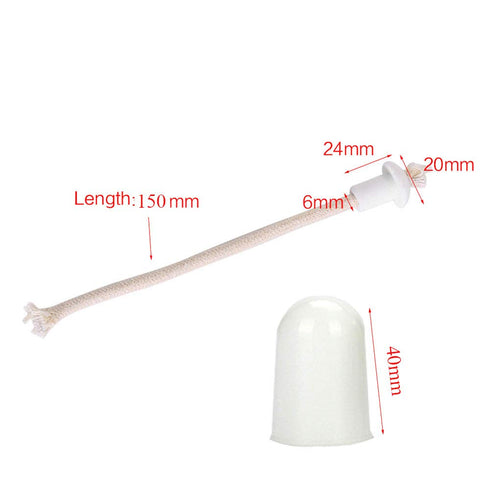Alcohol Lamps Wick, 10pcs Cotton Wick with 1 Porcelain Wick and 1 Plastic Cap for Glass Alcohol Burner Lamp Accessories