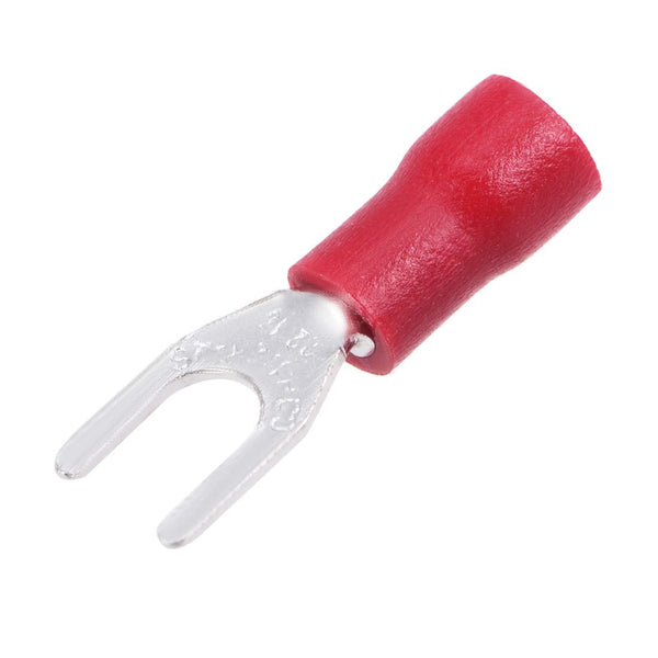 uxcell 50Pcs SV1.25-4S Insulated Fork Spade U-Type Wire Connector Electrical Crimp Terminal 22-16AWG Red